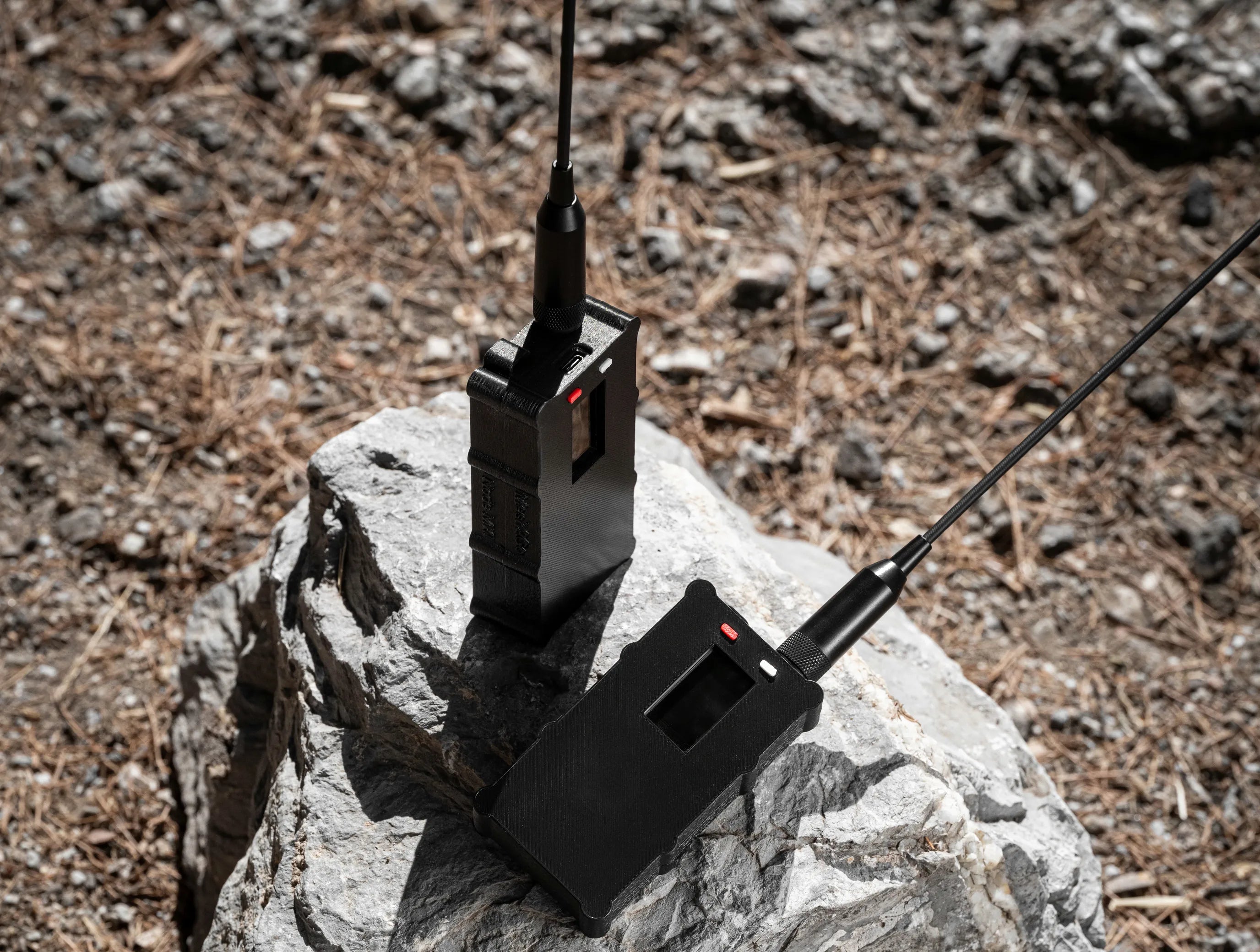 Node MKI Meshtastic device outdoors